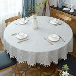 Graue Bestickte Landhausstil Runde Runde Tischdecken 120 cm aus Textil maschinenwaschbar 