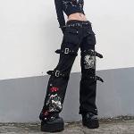 Schwarze Y2K Atmungsaktive Baggy Jeans & Loose Fit Jeans aus Denim für Damen Größe M für Partys 