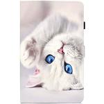 Weiße Samsung Galaxy Tab A Hüllen 2019 Art: Flip Cases mit Tiermotiv aus Glattleder 