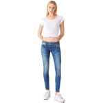 Blaue Super Skinny LTB Skinny Jeans aus Leder enganliegend für Damen Größe L Weite 27 