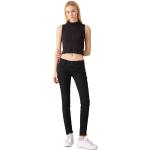 Schwarze Bestickte LTB Molly Slim Fit Jeans mit Reißverschluss aus Baumwolle für Damen Größe L Weite 27 
