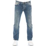 Blaue Stonewashed Jeans mit Knopf aus Baumwolle für Herren Größe L Weite 33, Länge 32 