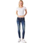 Dunkelblaue Super Skinny LTB Hüftjeans & Low Waist Jeans mit Reißverschluss aus Denim für Damen Weite 28 