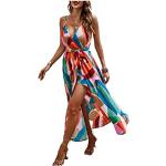 Bunte Color Blocking Maxi Sommerkleider für Damen Größe XL für den für den Sommer 