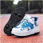 Blaue Schuhe mit Rollen mit Knopf atmungsaktiv für Kinder Größe 33 