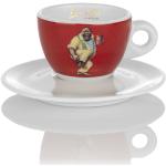 Rote LuCaffe Cappuccinotassen mit Kaffee-Motiv aus Porzellan 