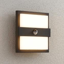 Lucande Gylfi LED-Außenwandleuchte quadrat.+Sensor