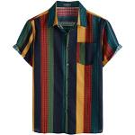 Bunte Afrika-Muster Kurzärmelige Button Down Kragen Hawaiihemden aus Leinen für Herren Größe XXL für den für den Sommer 