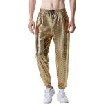 LucMatton Herren-Jogginghose, metallisch, glänzend, Disco-Party, elastische Hose, Gold-A, 36-41