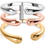 Reduzierte Silberne Minimalistische Tricolor Ringe aus Rosegold für Damen 