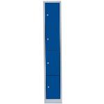 LÜLLMANN Schließfachschrank lichtgrau, enzianblau 520411, 4 Schließfächer 31,5 x 50,0 x 180,0 cm