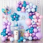 Pastellblaue Vintage Ballongirlanden mit Gänseblümchen-Motiv matt aus Metall 20-teilig zur Babyparty 