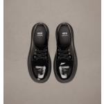 Schwarze Business Ami Paris Runde Nachhaltige Derby Schuhe aus Kalbsleder für Herren Größe 39 