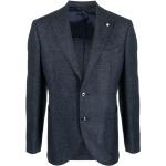 Luigi Bianchi Mantova, MultiColour Wollmischung Jacke mit Knopfdetails Blue, Herren, Größe: 3XL