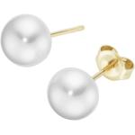 Goldene Perlenohrstecker aus Gold 14 Karat mit Echte Perle für Damen 