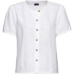 Weiße Festliche Blusen mit Puffärmeln mit Knopf aus Leder für Damen Größe M für den für den Sommer 