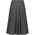 Graue Melierte Faltenröcke mit Reißverschluss aus Wolle für Damen Größe M 