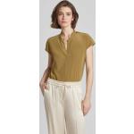 Khakifarbene Unifarbene Luisa Cerano V-Ausschnitt Blusenshirts & Schlusen aus Polyester für Damen Größe S 