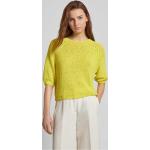 Gelbe Unifarbene 3/4-ärmelige Luisa Cerano Strickpullover aus Baumwollmischung für Damen Größe M 