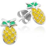 Silberne Ananas-Ohrringe aus Silber für Damen 2-teilig 