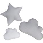 LULANDO Kissen Wolken und Stern (3 Stück) Traum-Set aus Baumwolle Kissen für Kinder - Grau