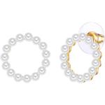Weiße Perlenohrstecker aus Metall 14 Karat mit Echte Perle für Damen 