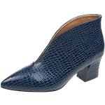 Blaue Plateauabsatz High Heel Stiefeletten & High Heel Boots mit Schnürsenkel aus Lammfell Gefüttert für Damen Größe 41 für den für den Sommer 