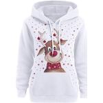 Weiße Bambi Damenhoodies & Damenkapuzenpullover mit Reißverschluss aus Baumwolle mit Kapuze Größe XXL Weihnachten 
