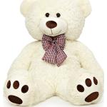 Lumaland Riesen XXL-Teddybär mit Kulleraugen und Schleife - 120 cm - Beige