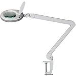 Lumeno LED Lupenleuchte 7213GR Lupenlampe mit 127 mm Echtglaslinse, Arbeitsplatzlampe, Kosmetiklampe, geeignet für Kosmetik, Bastler, Lesehilfe Vergrößerungslampe, 3 Dioptrien Grau