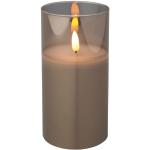 Graue 15 cm Lumineo Runde LED Kerzen aus Glas 