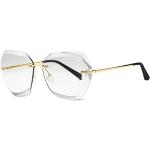 LumiSyne Randlos Sonnenbrille Für Damen Transparente Verlaufsgläser Metallrahmen Diamant Schneiden Linse UV400 Übergroß Rahmenlos Brille Mit Brillenetui