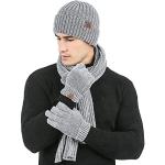 Graue Unifarbene Strick-Handschuhe aus Chenille für Herren Einheitsgröße für den für den Winter 