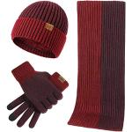 Rote Strick-Handschuhe aus Wolle für Herren Einheitsgröße für den für den Winter 