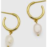 Goldene Elegante Runde Steckcreolen aus Silber 18 Karat mit Echte Perle für Damen 