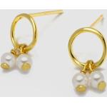 Reduzierte Goldene Barocke Runde Perlenohrringe aus Silber 18 Karat mit Echte Perle für Damen 