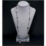Silberne Luna Pearls Edelsteinketten glänzend aus Stahl mit Echte Perle 