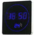 Lunartec LED Funkuhr: Flache LED-Funk-Tisch- & Wanduhr, Temperatur-Anzeige, Blaue LEDs (Funkuhr Digital, LED Uhren, Beleuchtung)