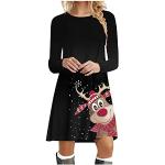 Schwarze Vintage Kurzärmelige Rundhals-Ausschnitt Sweatkleider aus Samt für Damen Größe XXL zu Weihnachten für den für den Winter 