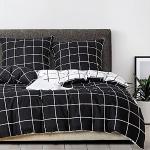 Reduzierte Schwarze Karo Moderne Bettwäsche Sets & Bettwäsche Garnituren mit Reißverschluss aus Microfaser 220x200 