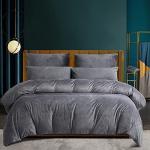 Reduzierte Graue Unifarbene Bettwäsche Sets & Bettwäsche Garnituren mit Reißverschluss aus Flanell 240x220 3-teilig 
