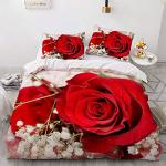 Rosa Blumenmuster Romantische Rosenbettwäsche mit Reißverschluss aus Microfaser maschinenwaschbar 200x200 
