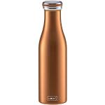 Lurch 240904 Isolierflasche / Thermoflasche für heiße und kalte Getränke aus doppelwandigem Edelstahl 0,5l, Bronze-metallic, 7.7 x 7.7 x 26.3 cm