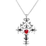 lureme Vampire Diaries Heiliges Herz Rot Herz Kreuz Jahrgang Kette Anhänger Halskette (nl005447)