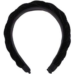 Lurrose Geflochtenes Stirnband dick gepolstertes Stirnband breit harte Haarreifen Vintage Haarband für Frauen (breit, schwarz)