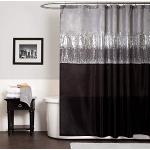 Schwarze Moderne Lush Decor Textil-Duschvorhänge aus Textil 183x183 