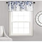 Lush Decor Weeping Flowers Navy and Blue Valance Curtain for Windows,