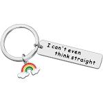 Silberne LGBT Gay Pride Schlüsselanhänger & Taschenanhänger aus Edelstahl graviert für Damen 