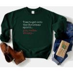 Tannengrüne Langärmelige T-Shirts aus Fleece für Herren Größe 3 XL Weihnachten 