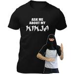 Geschenk für Männer – Ask Me About My Ninja Disguise Flip Ninja Face T-Shirt – Lustiges Jungen-T-Shirt, Schwarz , XL